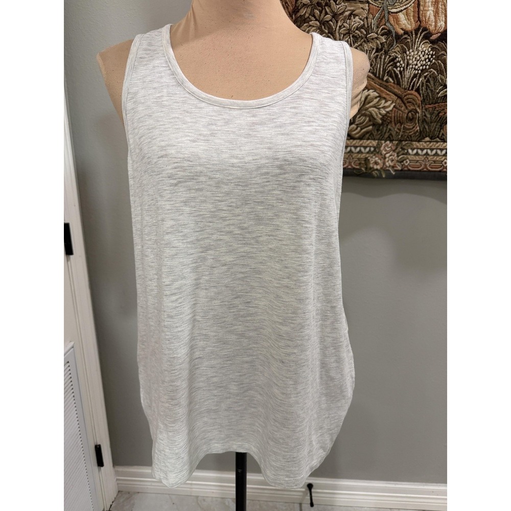 Mystree Tank Top Womens Small Gray Scoop Neck Lace Back Floral Embroidered Sheer